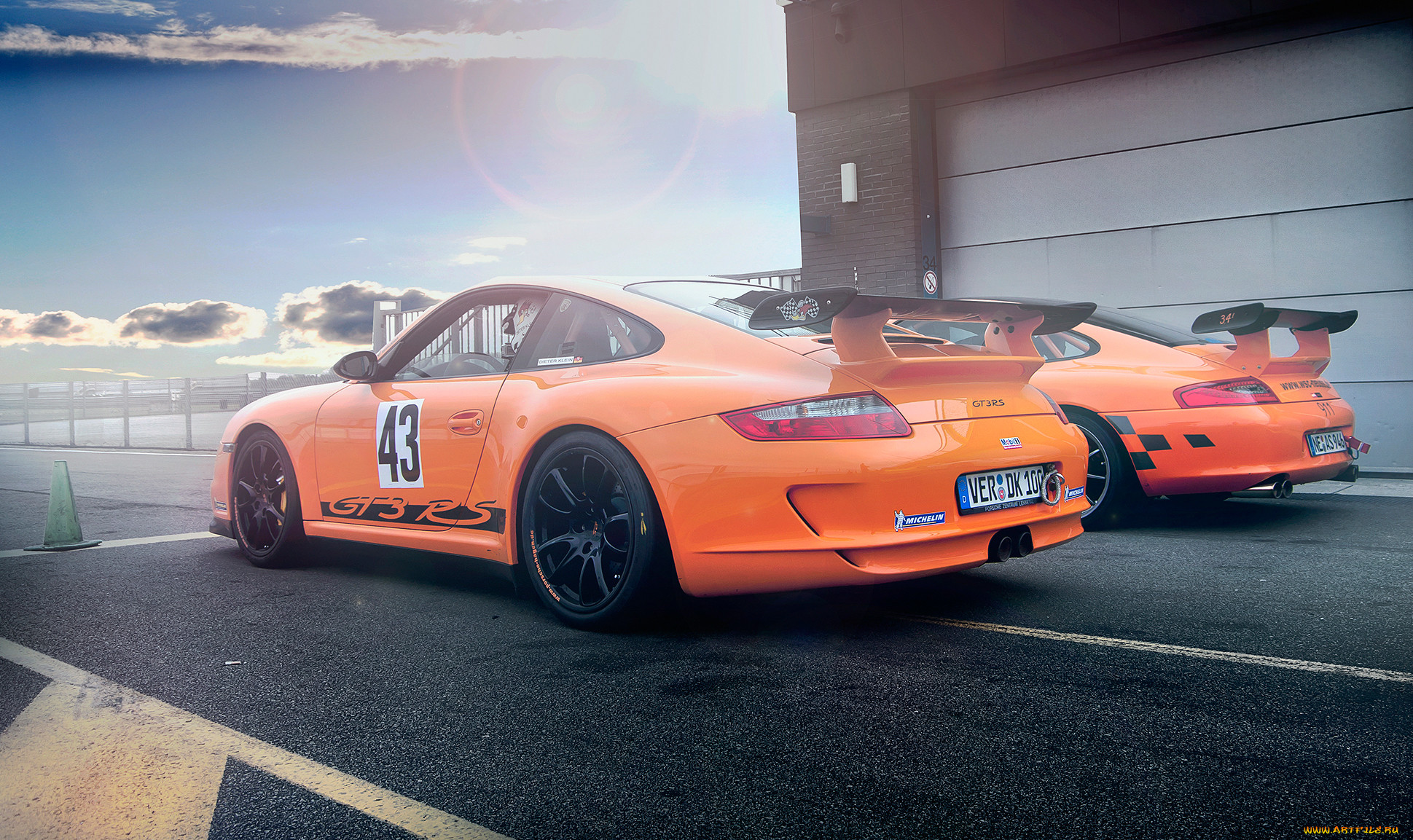 , porsche, gt3, 911, racing, turbo, orange